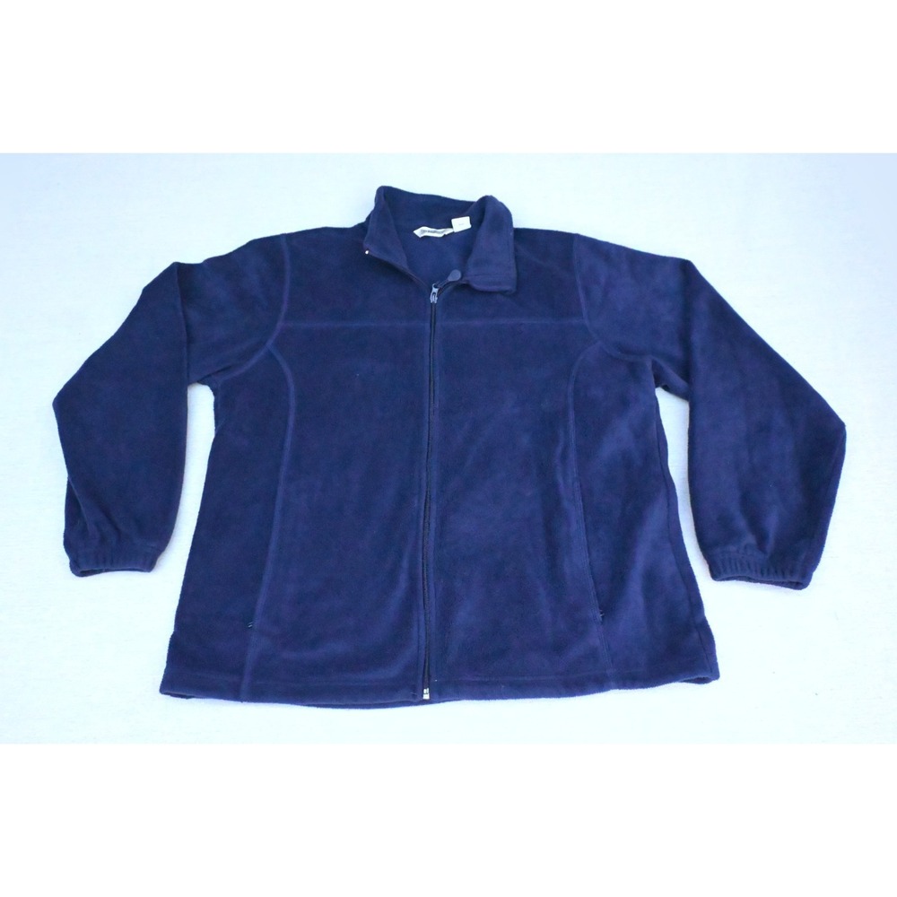St. Johns Bay Womens XL Navy Polar Fleece Jacket Two Way Full Zip Stand Collar